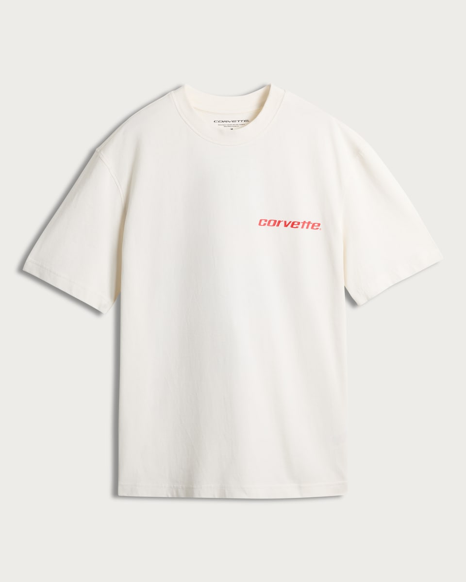 image 1 of Corvette Pure Cotton Christmas T-Shirt in ECRU