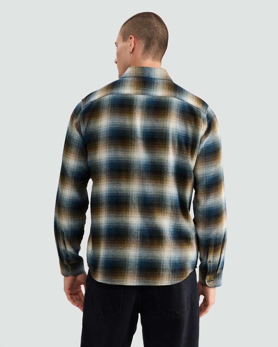 image 1 of F&F Pure Cotton Flannel Check Print Shirt in Khaki