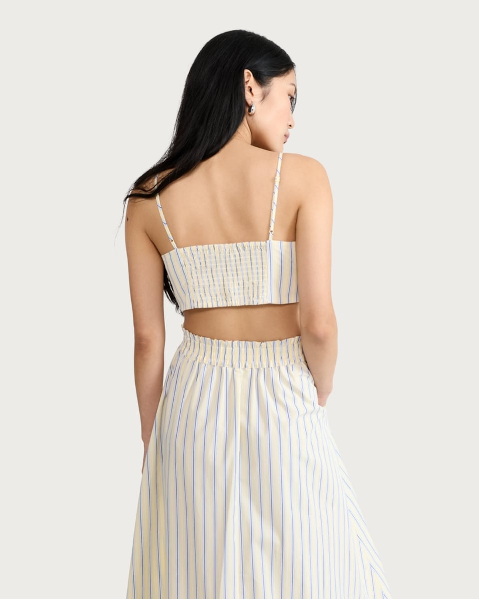 image 1 of The F&F Edit Pure Cotton Poplin Stripe Co-ord Bralette in Multi Yellow