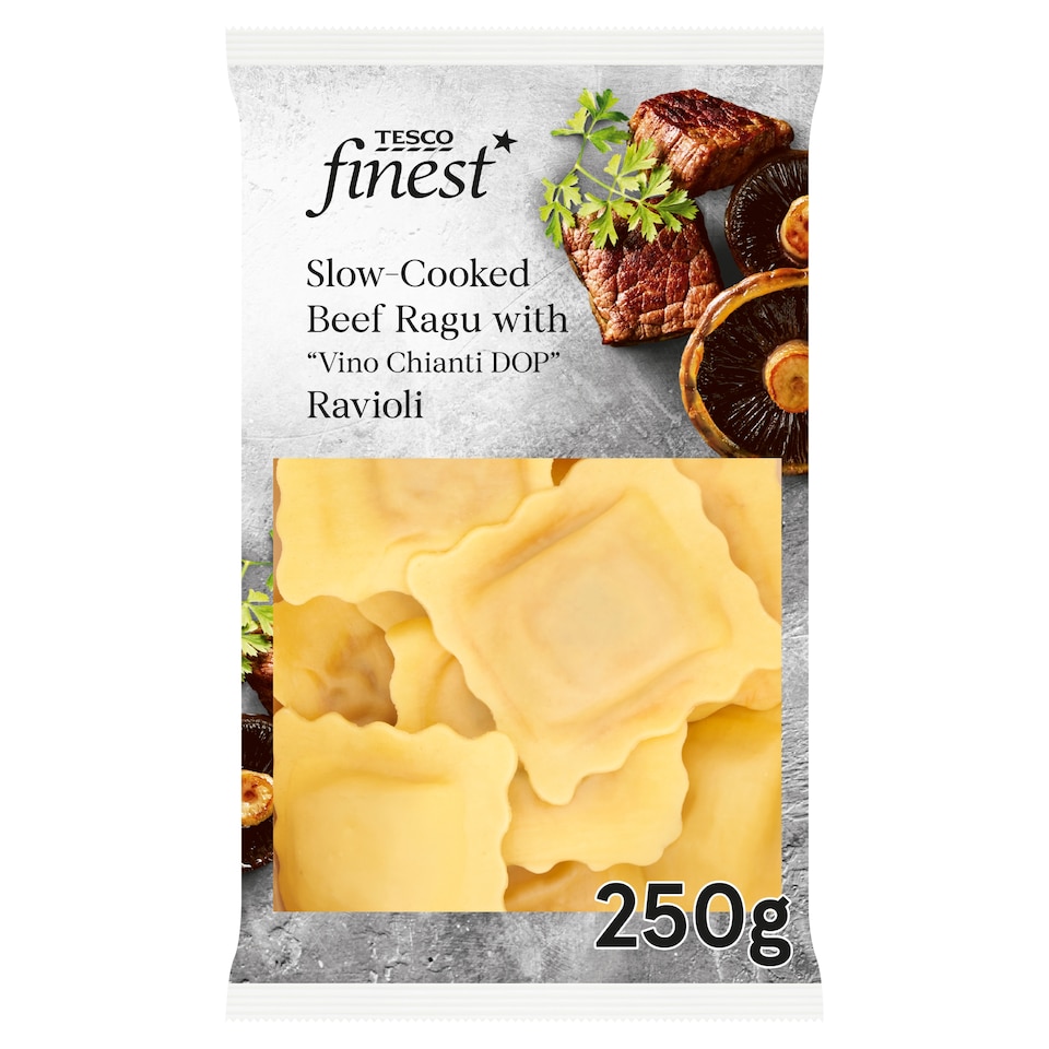 image 1 of Tesco Finest Slow Cooked Beef Ragu Ravioli 250G