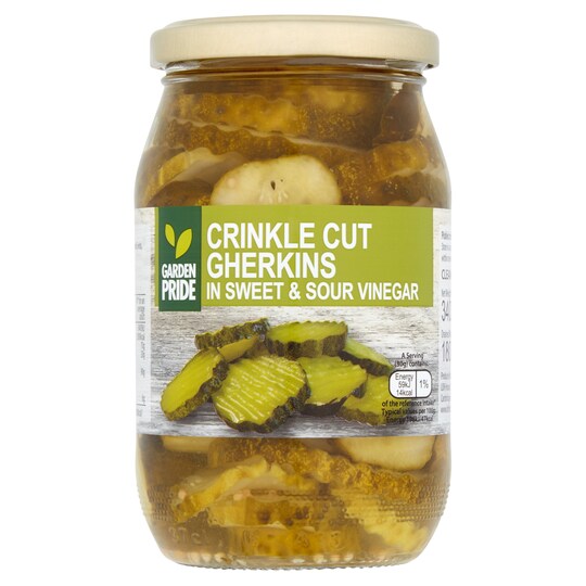 Garden Pride Gherkins Sweet & Sour Vinegar 340G Tesco Groceries