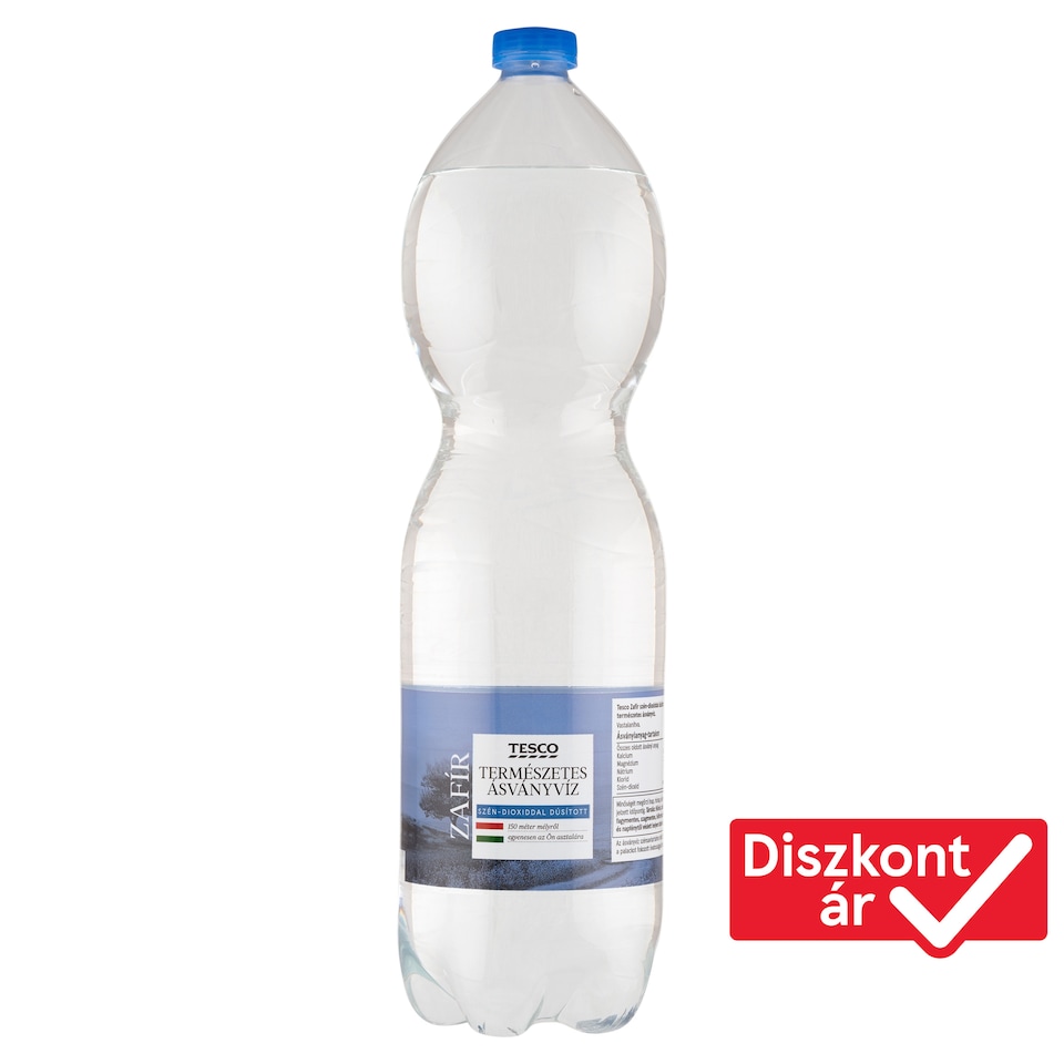 Tesco Zafír szén-dioxiddal dúsított természetes ásványvíz 1,5 l