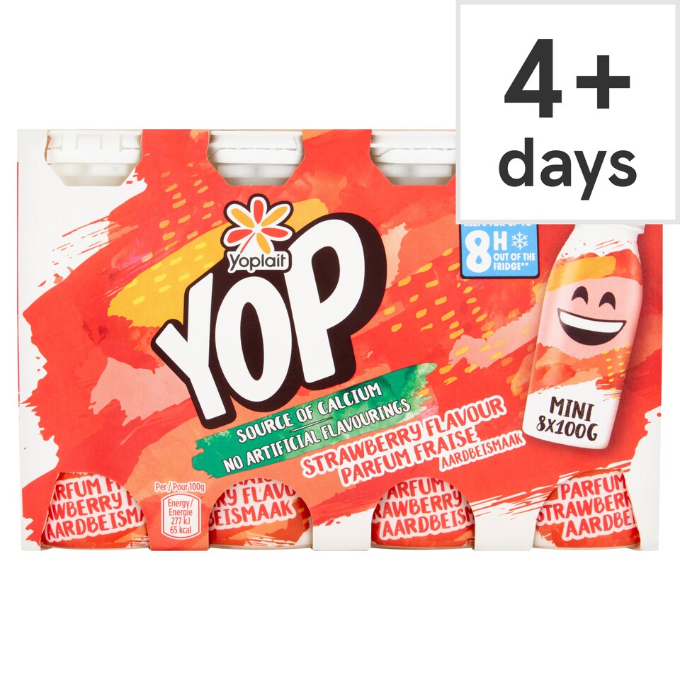 Yop Strawberry Flavour Yoghurt Drink 8X100g