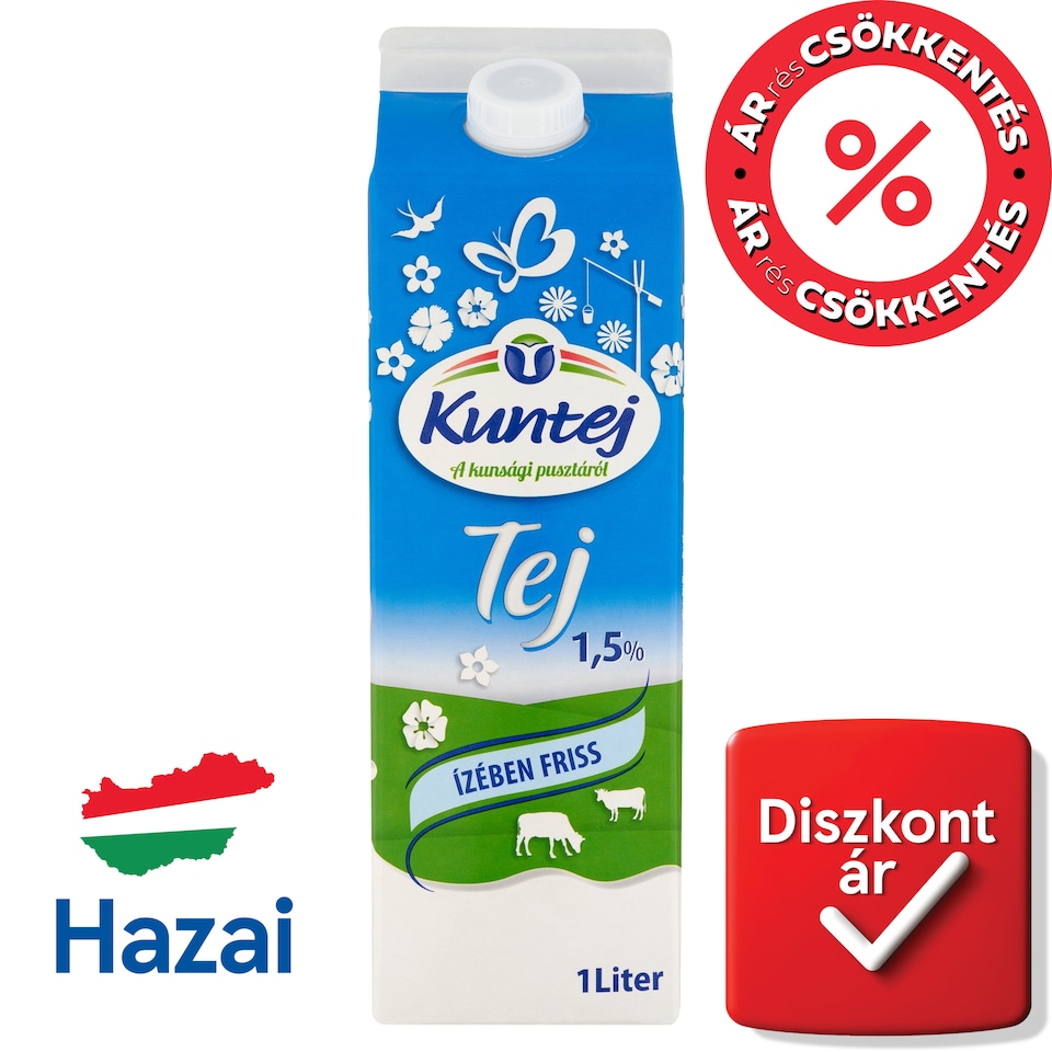 Kuntej ESL zsírszegény tej 1,5% 1 l