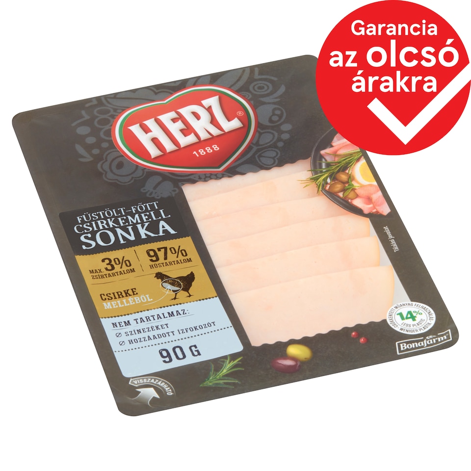 HERZ Smoked-Cooked Chicken Breast Ham 90 g