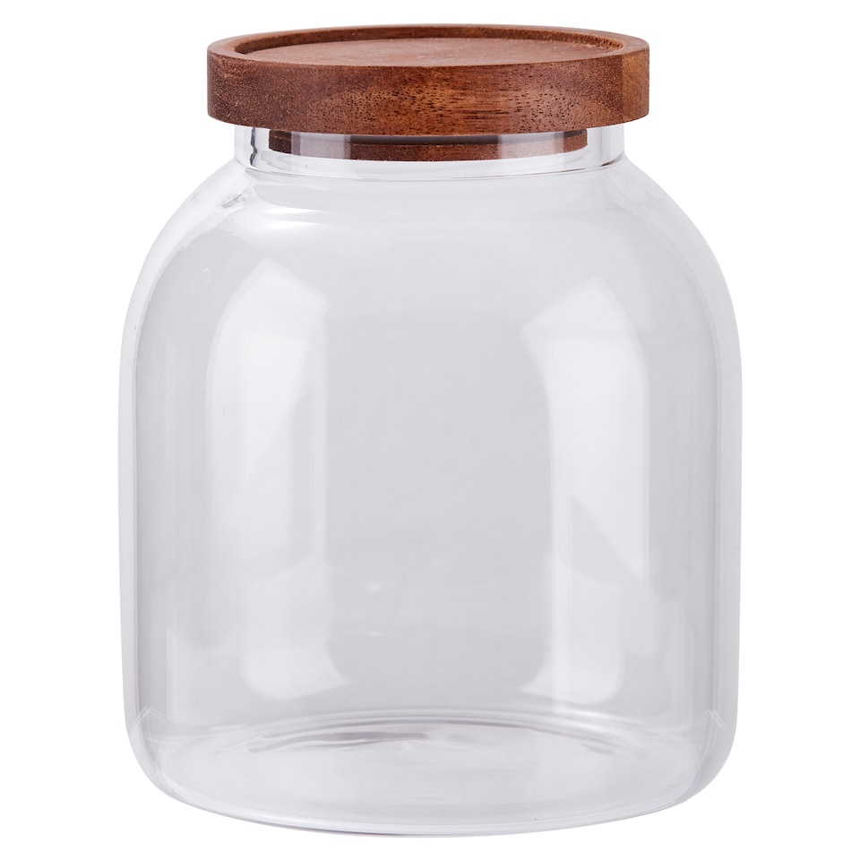 Tesco Acacia Lid Glass Food Storage 1.3L