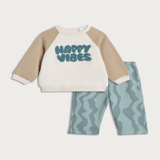 F&F Baby 2-Piece Cotton Rich Sweatshirt and Joggers Set in Blue