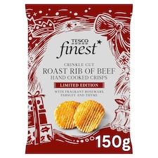 Tesco Finest Crinkle Cut Herb Crusted Rib of Beef Hand Cooked Crisps 150g