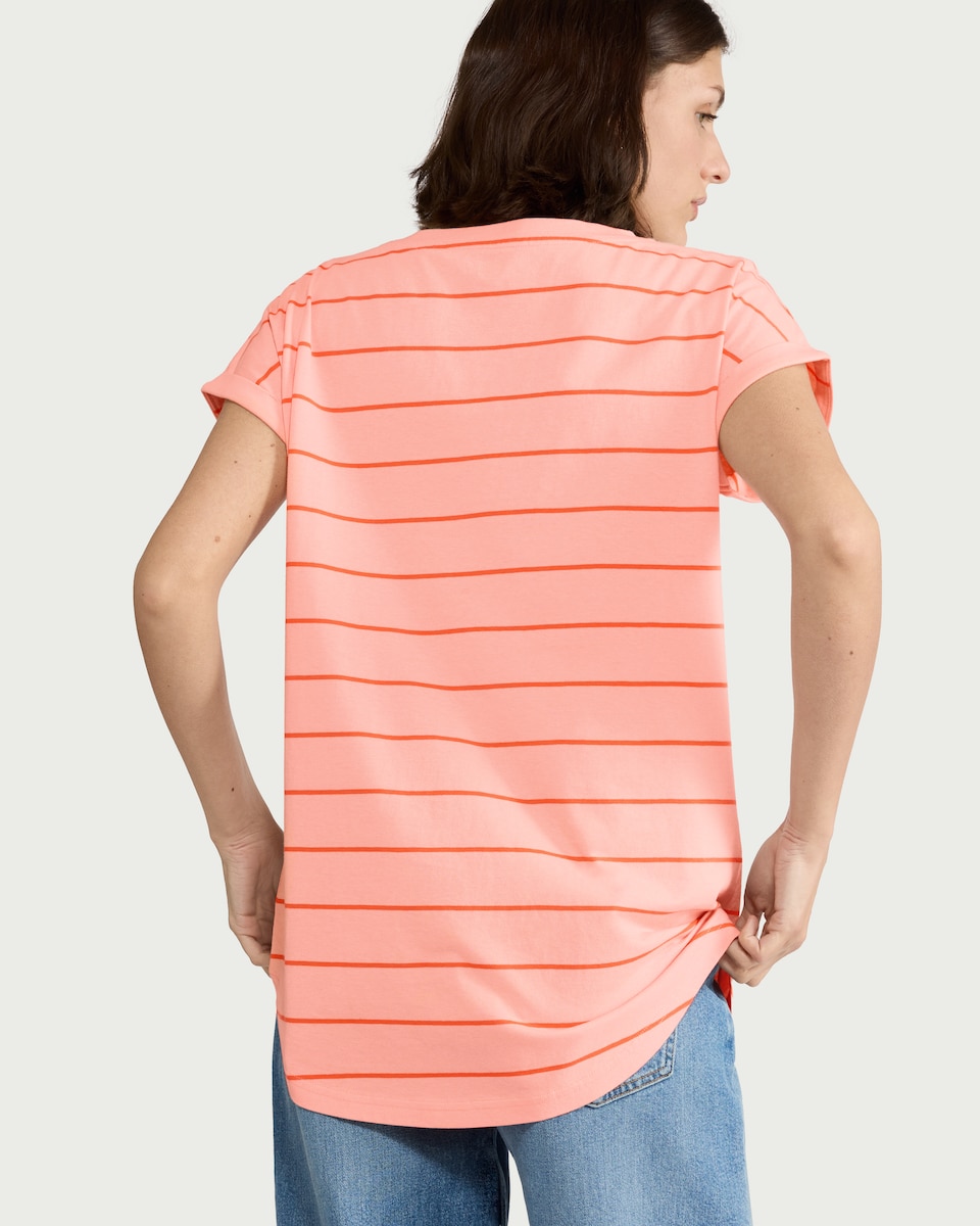 image 1 of F&F Pure Cotton Striped T-Shirt in Multi Orange
