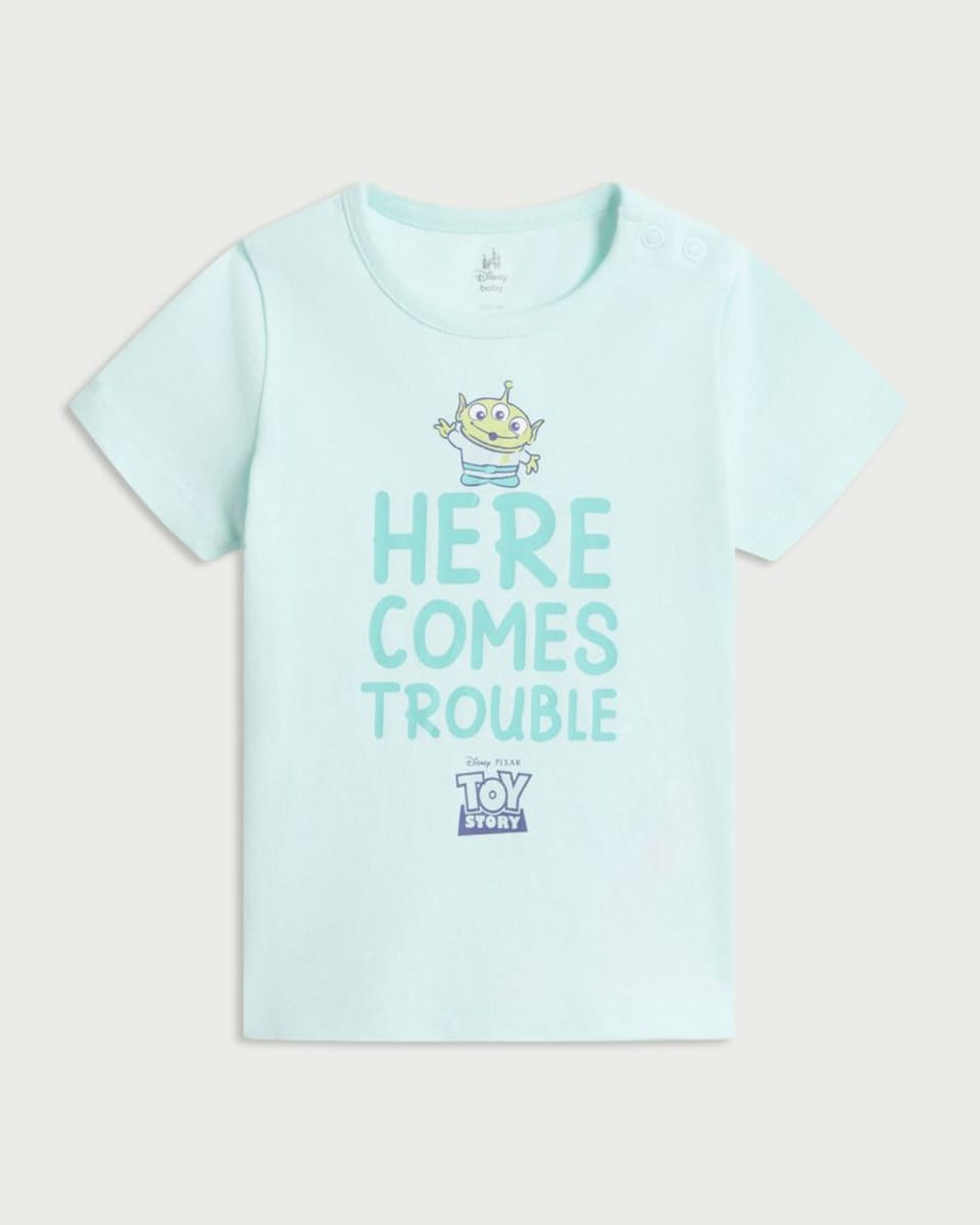 image 1 of Disney Toy Story Pure Cotton Printed T-Shirt in Blue