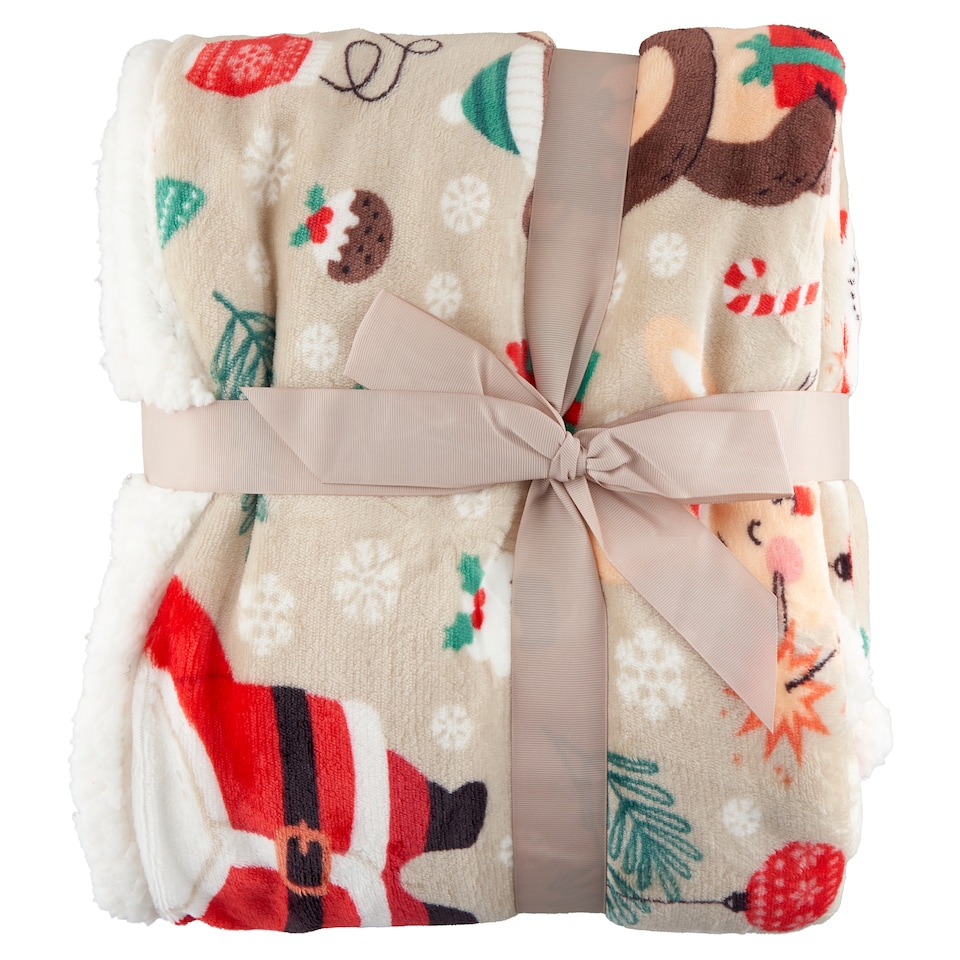 image 1 of Microflannel & Sherpa Blanket Beige 130 x 170 cm