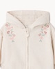 image 3 of F&F Baby Cotton Blend Floral Embroidered Zip Up Hoodie in Neutral
