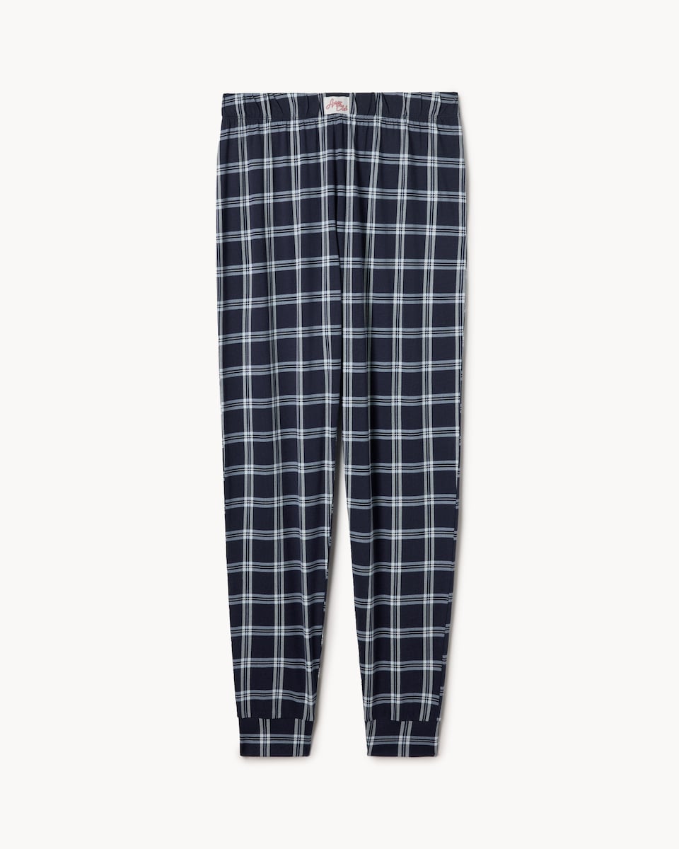 image 1 of F&F Pure Cotton Check Pyjama Bottoms in Multi Blue