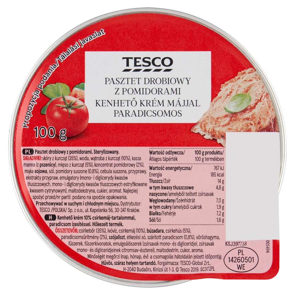 Tesco Tomato Flavored Spread with Liver 100 g