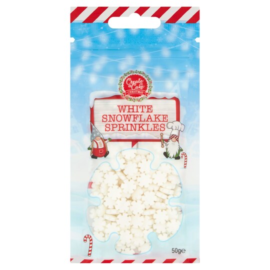 Create A Cake White Snowflake Sprinkles 50G Tesco Groceries