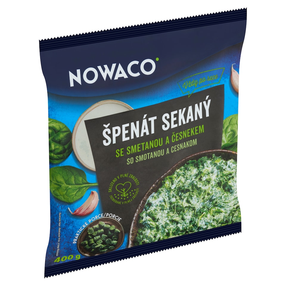 Nowaco Špenát sekaný se smetanou a česnekem 400g