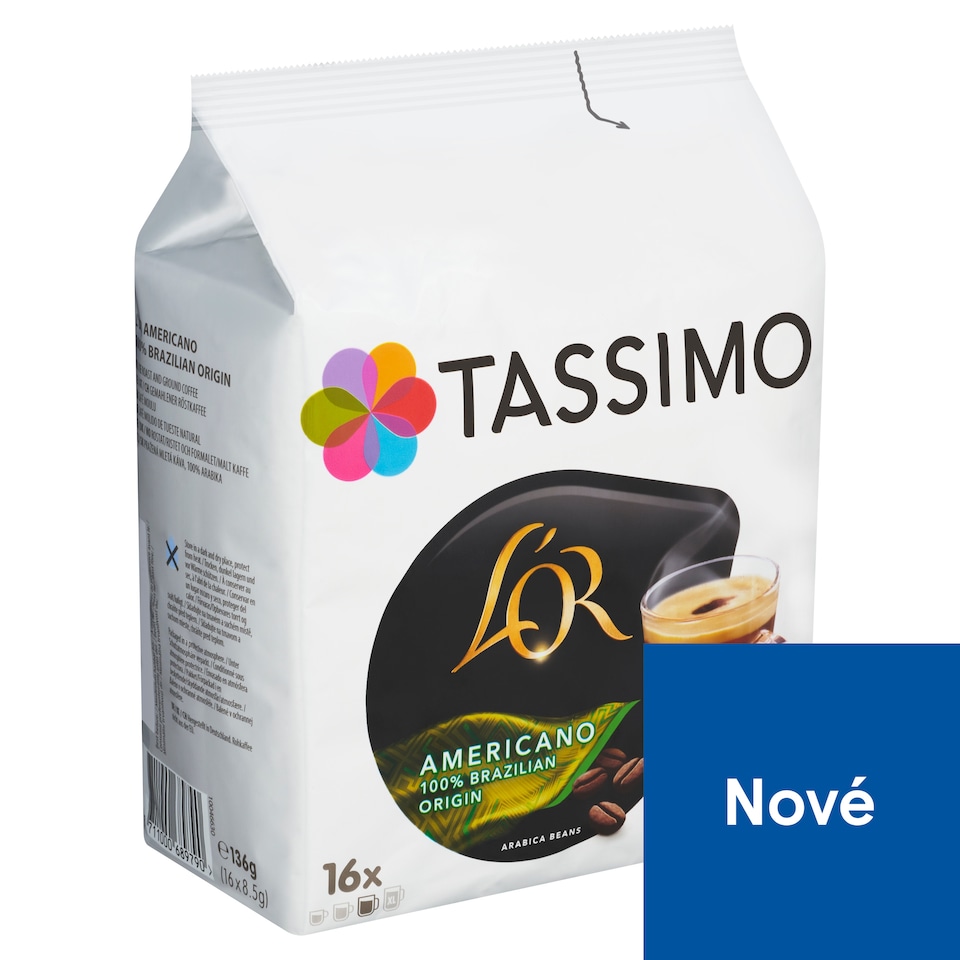 Tassimo L'OR Americano pražená mletá káva 16 x 8,5g (136g)