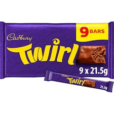 Cadbury Twirl Chocolate Bar 9 Pack Multipack 193.5g
