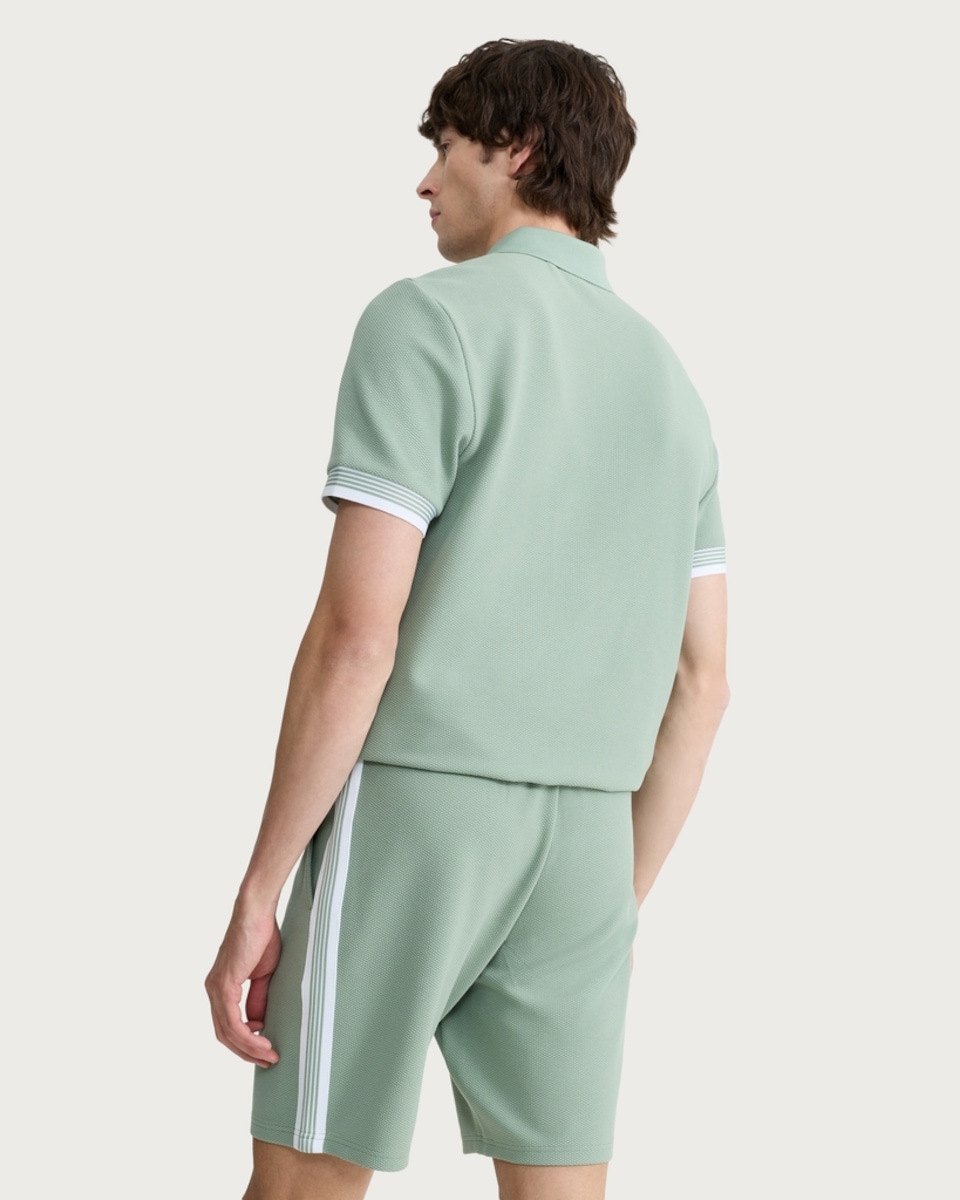 image 1 of F&F Textured Side Stripe Drawstring Shorts in Green