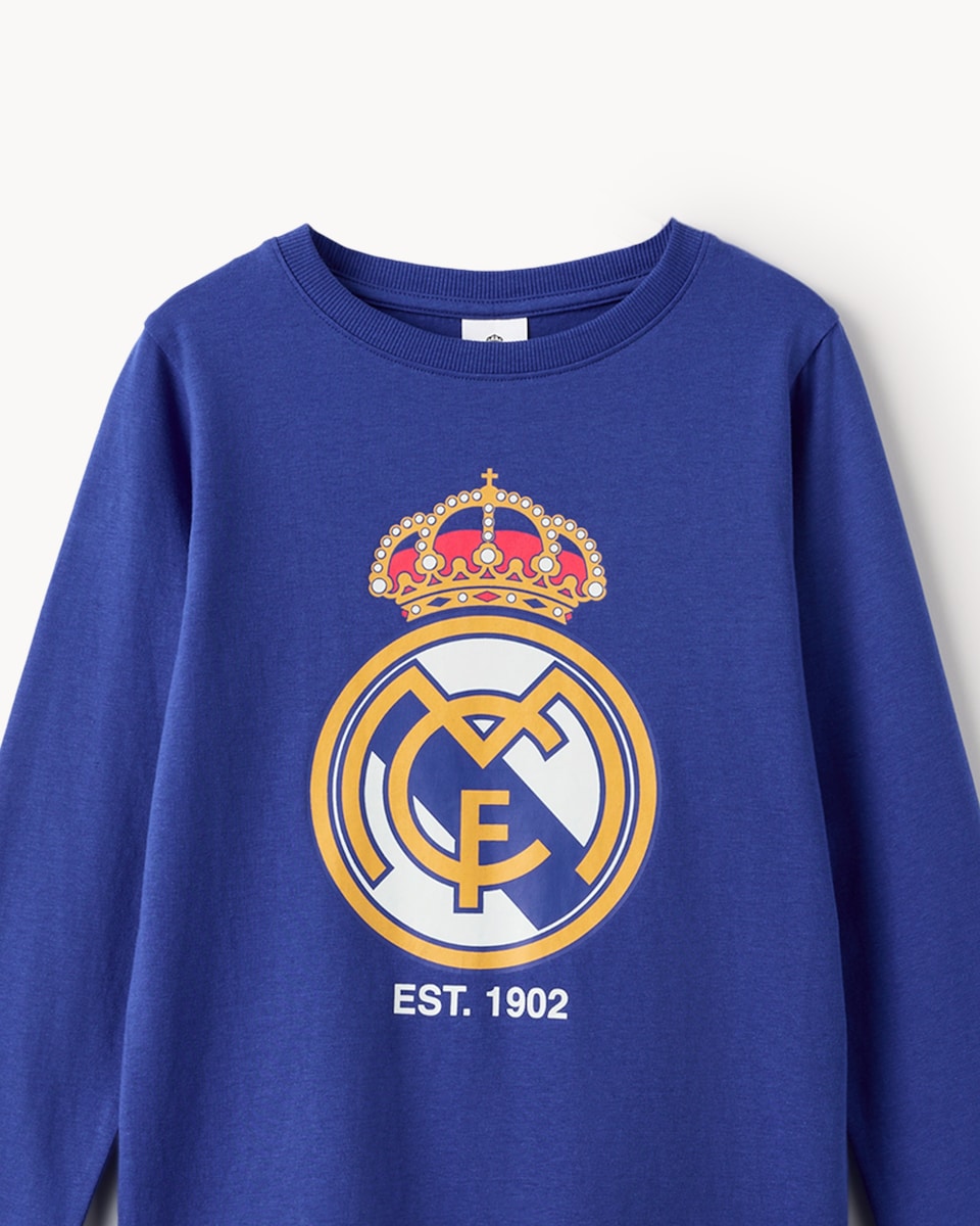image 1 of Real Madrid Pure Cotton Pyjama Set in Blue