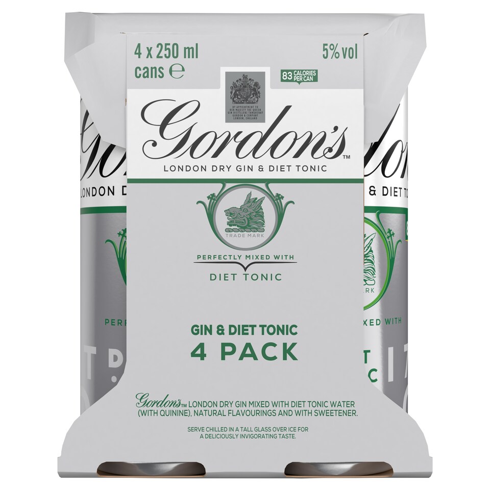 image 1 of Gordon's Gin & Slimline Tonic Can 5% Vol 4x250ml