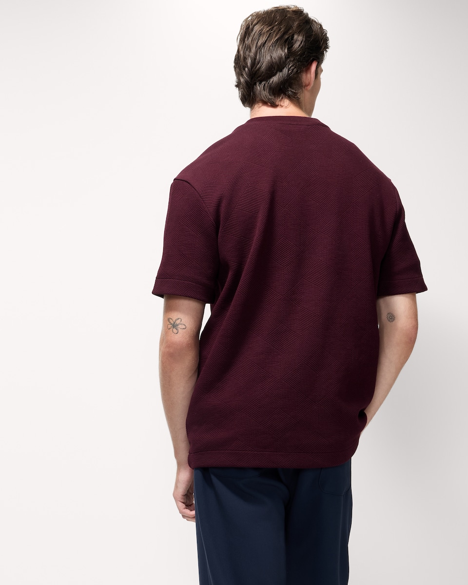 image 1 of F&F Textured Relaxed Fit T-Shirt in Burgundy