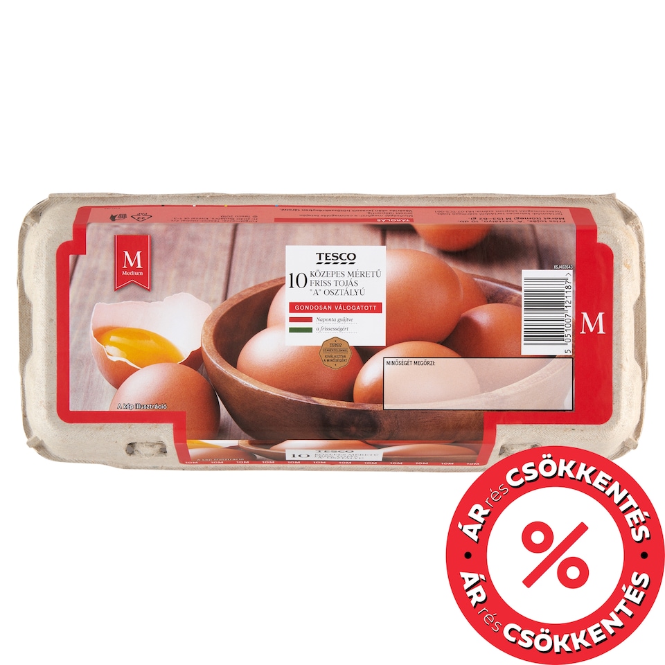 Tesco "A" osztályú közepes méretű friss tojás M 10 db