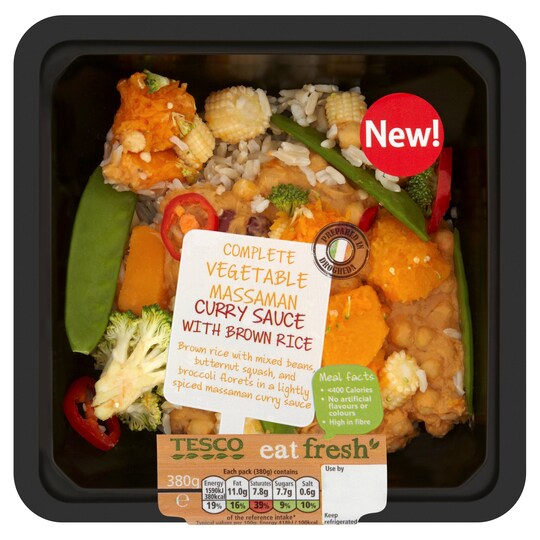 Tesco Vegetable Massaman Curry Brown Rice 380G Tesco Groceries