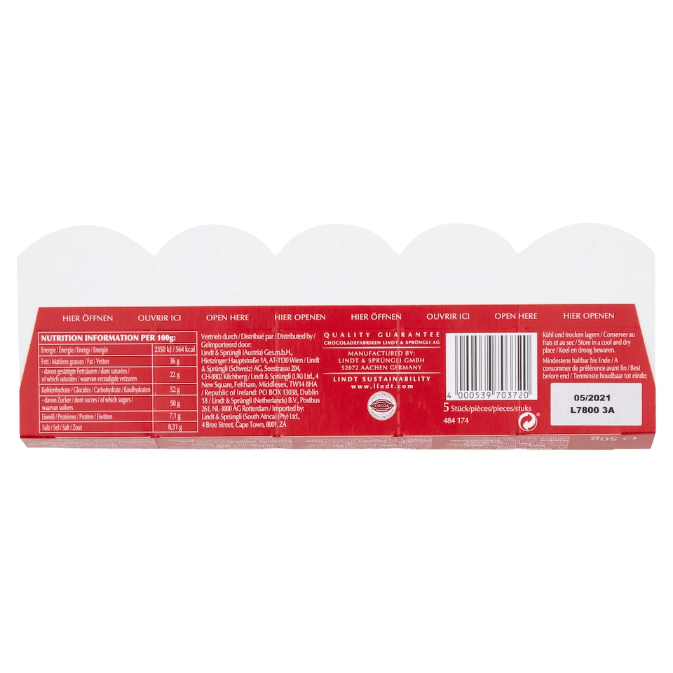 image 1 of Lindt Teddy Perforated 5 Pack 50G