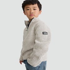 F&F Boys Chenille Half-Zip Knitted Jumper in Ecru