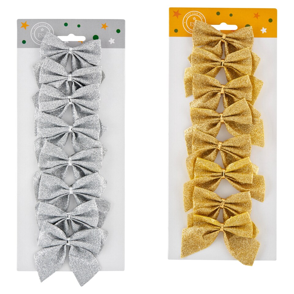 Mašličky červené, strieborné, biele, zlaté  7 x 7 cm 8 ks