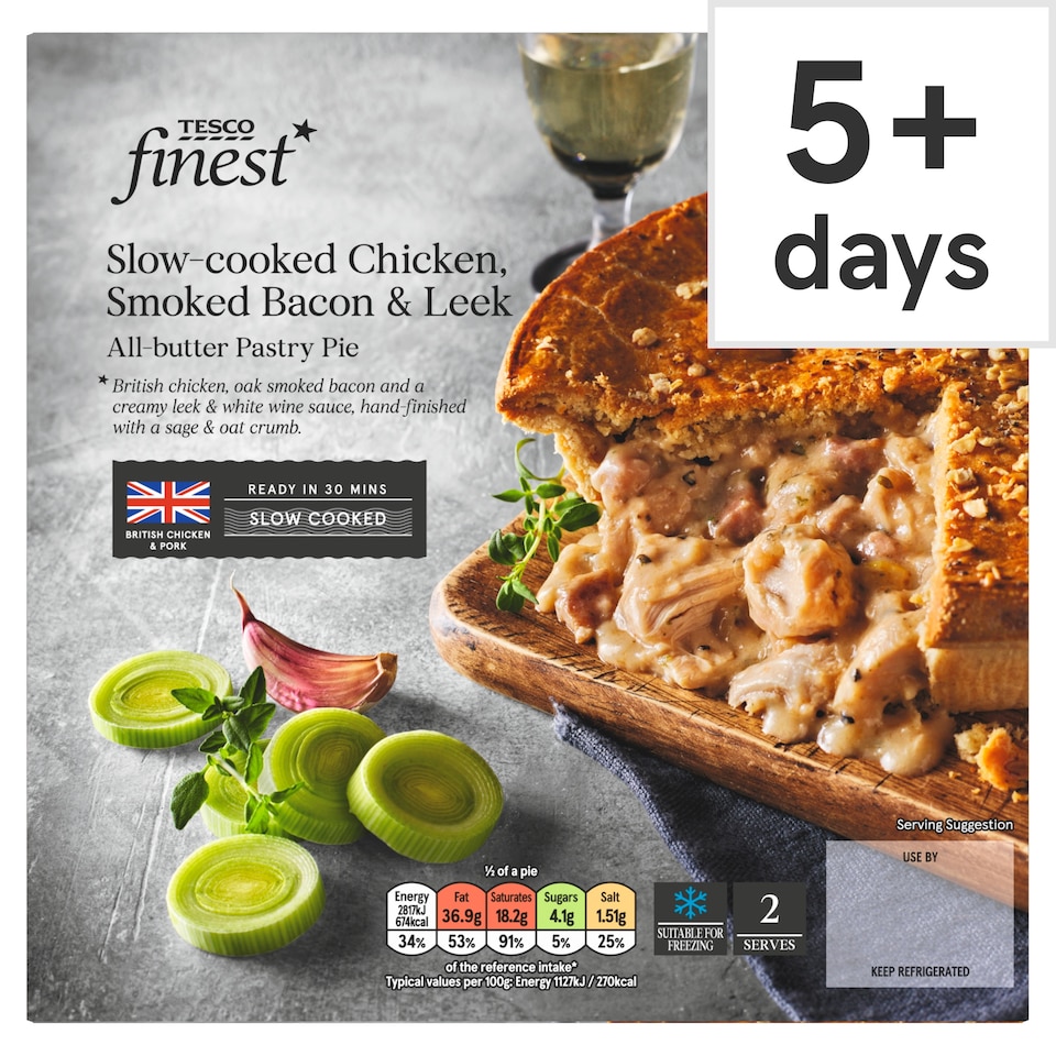 Tesco Finest Chicken, Bacon & Leek Pie 500g