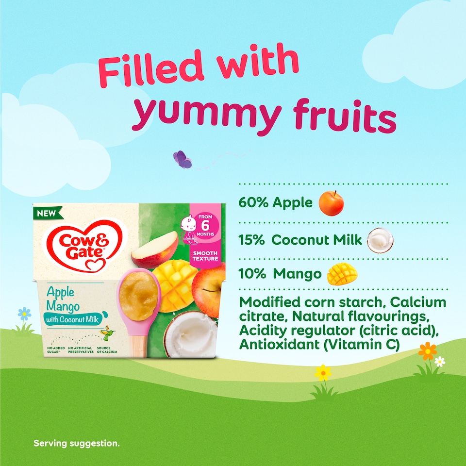 image 1 of Cow & Gate Apple Mango Coconut Milk Pots 4 x 95g