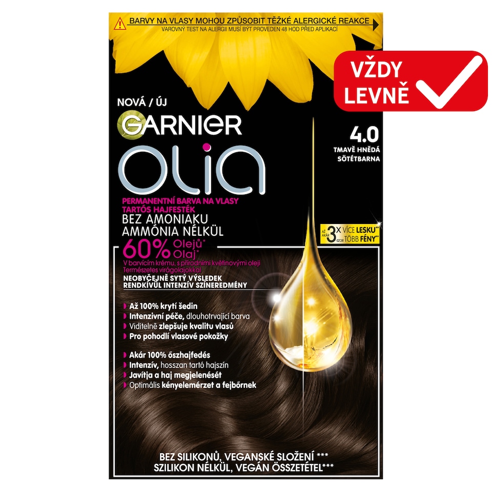 Garnier Olia permanentní barva na vlasy 4.0 tmavě hnědá