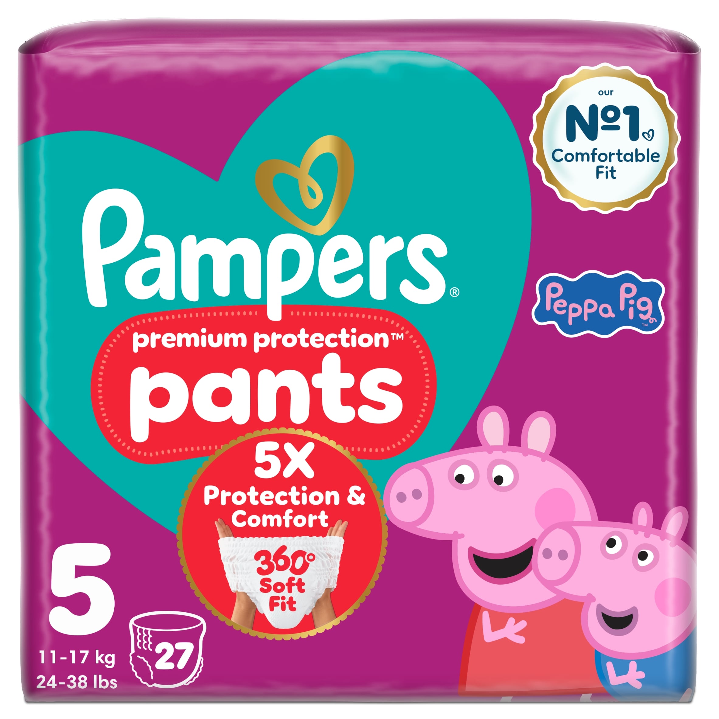 Pampers Premium Protection Nappy Pants Size 5 27 Pack