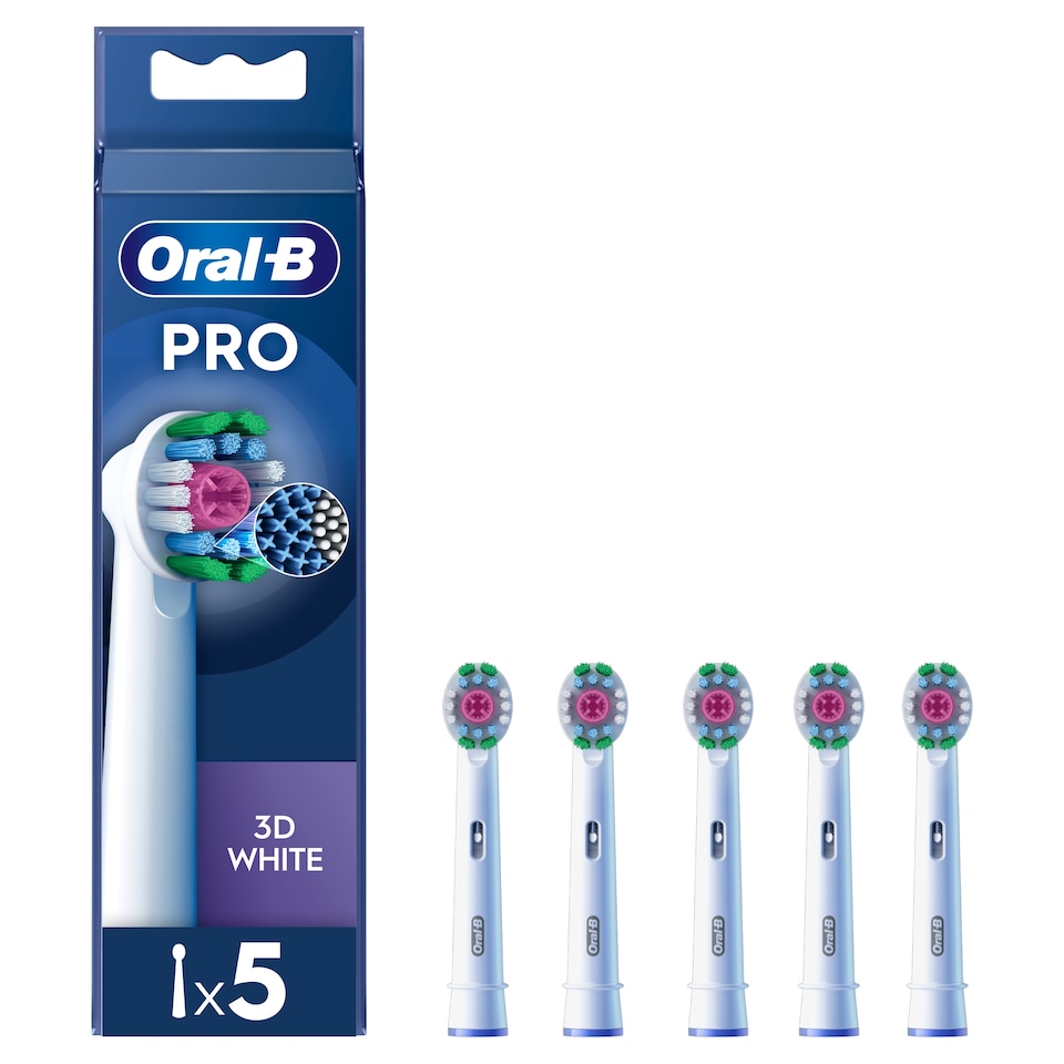 image 1 of Oral-B Pro 3D White Replacement Electric Toothbrush Heads 5 pack