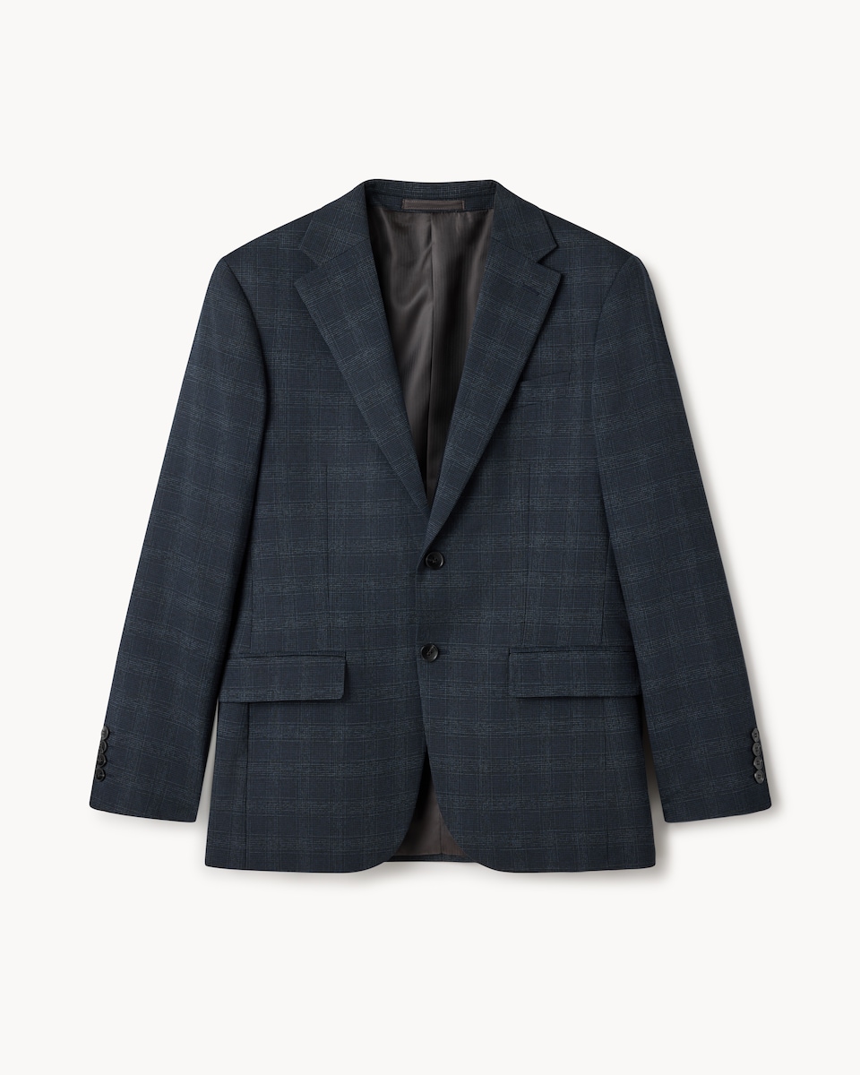 image 1 of F&F Checked Tailored Fit Formal Suit Jacket in Navy