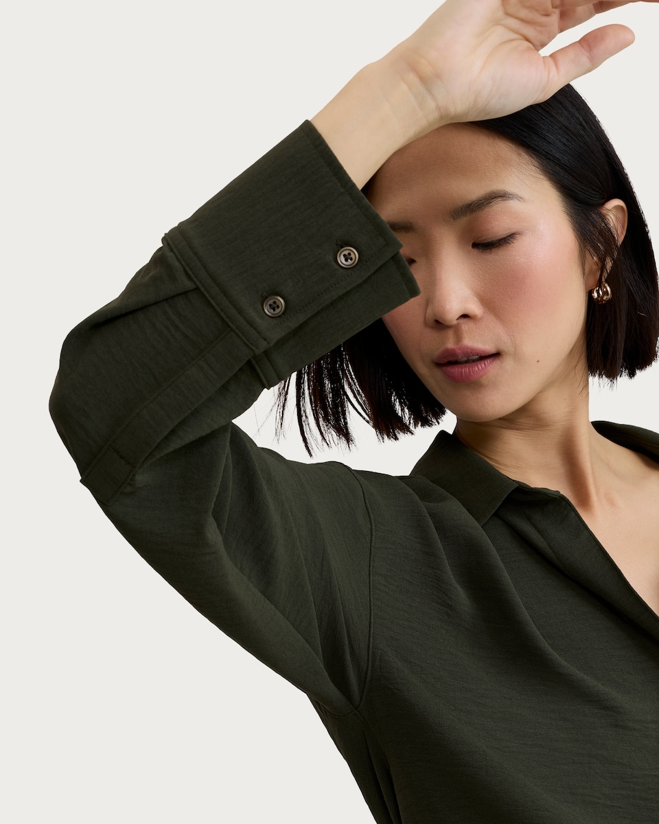 image 1 of F&F Button Up Collared Co-ord Shirt in Khaki