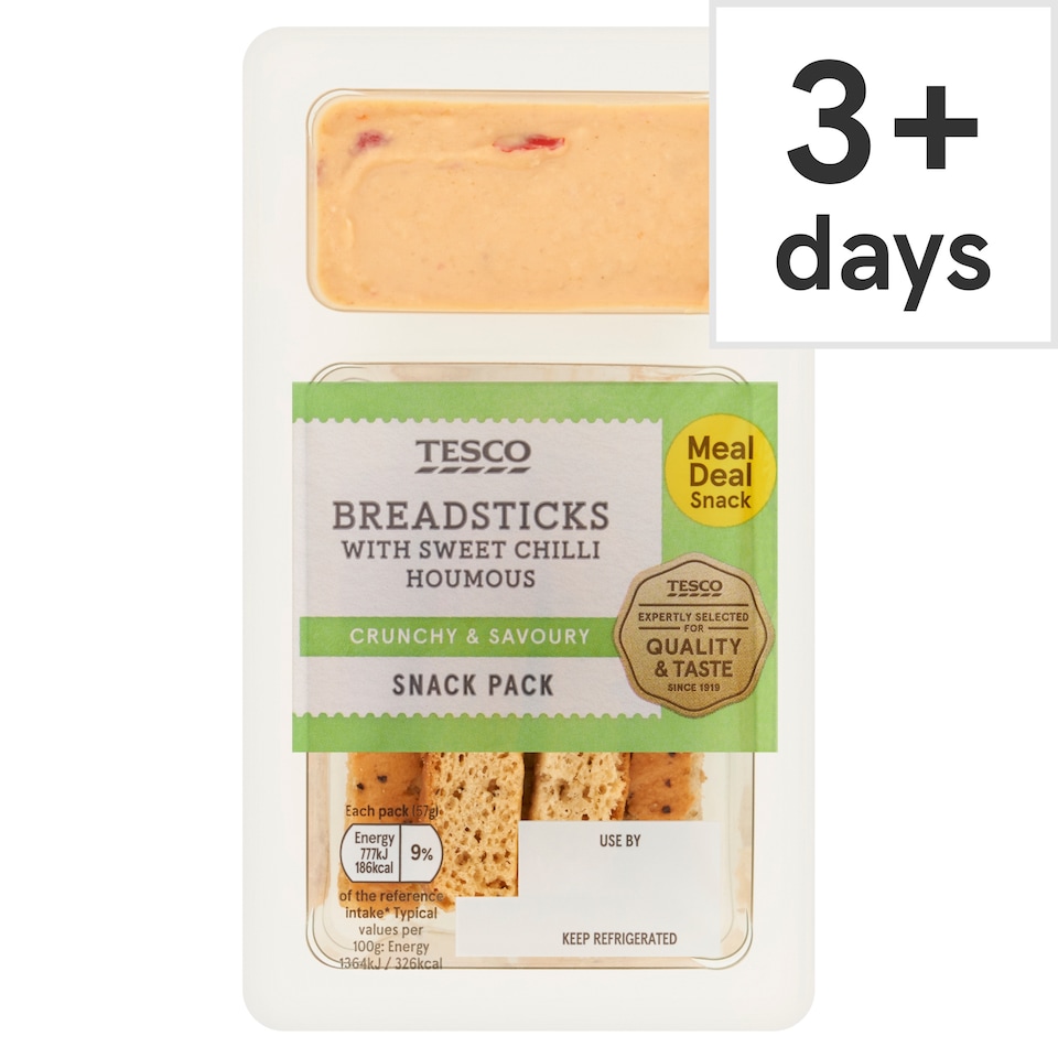 Tesco Sweet Chilli Houmous & Breadsticks 57G