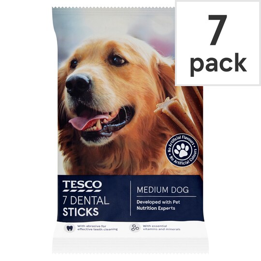 Tesco 7 Dental Sticks Medium Dog 180G Tesco Groceries