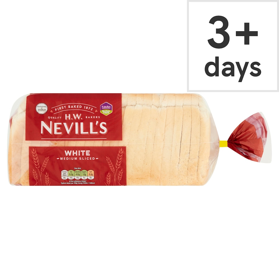 H.W. Nevill's Medium Sliced White Bread 800g