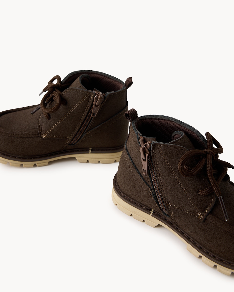 image 1 of F&F Boys Faux Suede Desert Boots in Brown