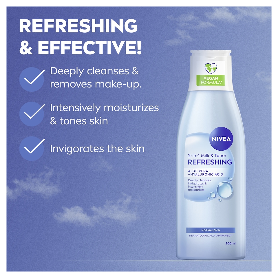 image 1 of Nivea 2 In 1 Cleanser & Toner 200Ml