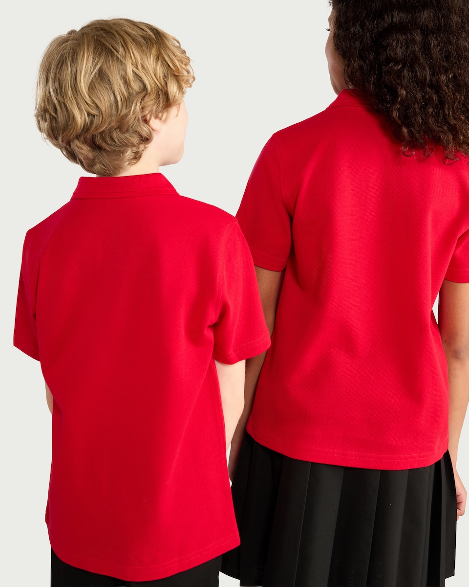 image 1 of F&F School Boys 3-Pack Pure Cotton Regular Fit Polo Shirts in Red