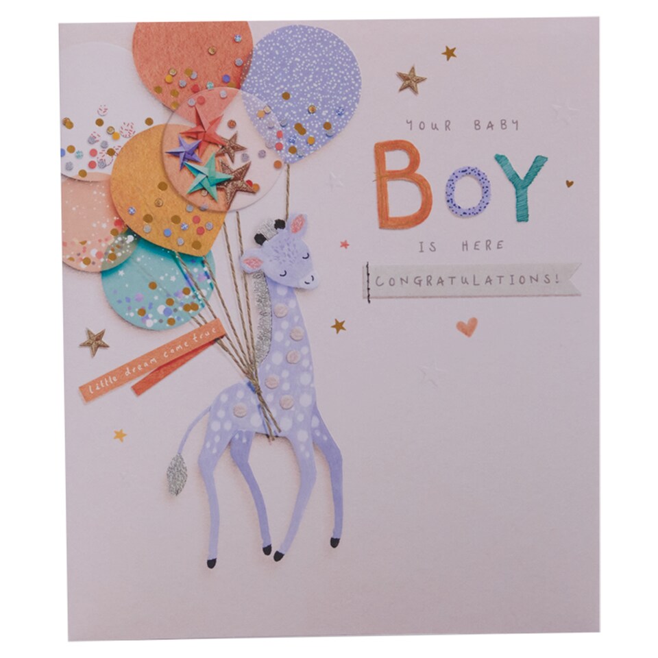 Carlton New Baby Card Baby Boy Congratulations!