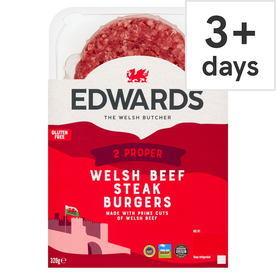 Edwards Welsh Beef Steak Burgers 320g