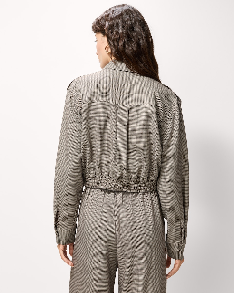 image 1 of F&F Checked Cropped Shirt in Multi Brown