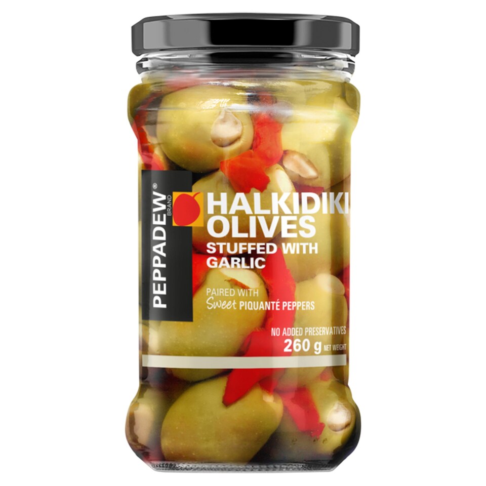 Peppadew Halkidiki Olives Stuffed Garlic 260G Tesco Groceries