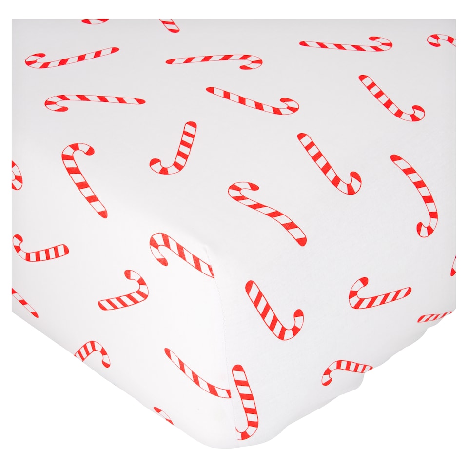 F&F Home Candy Cane Fitted Sheet Single