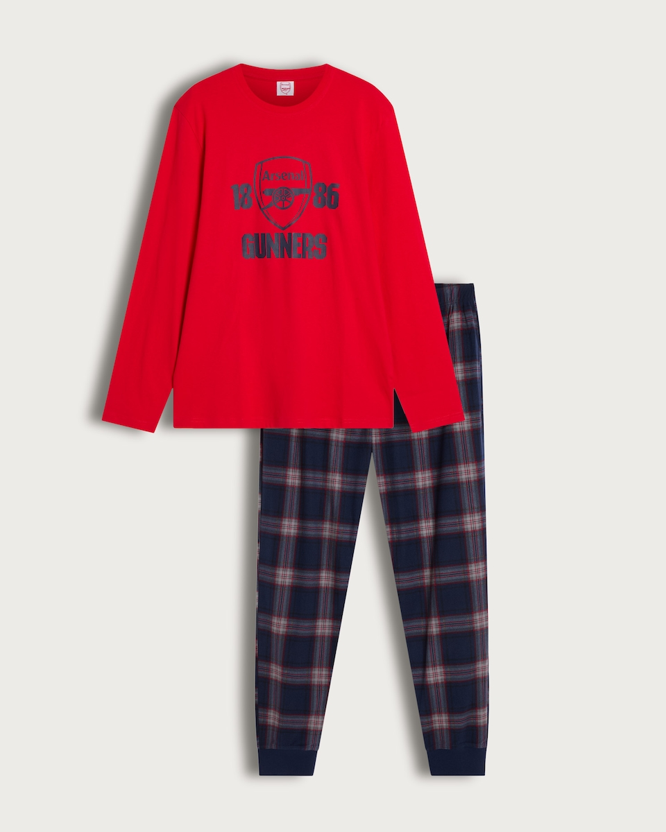 image 1 of Arsenal 2-Piece Top and Fleece Bottoms Pyjamas Set in Red